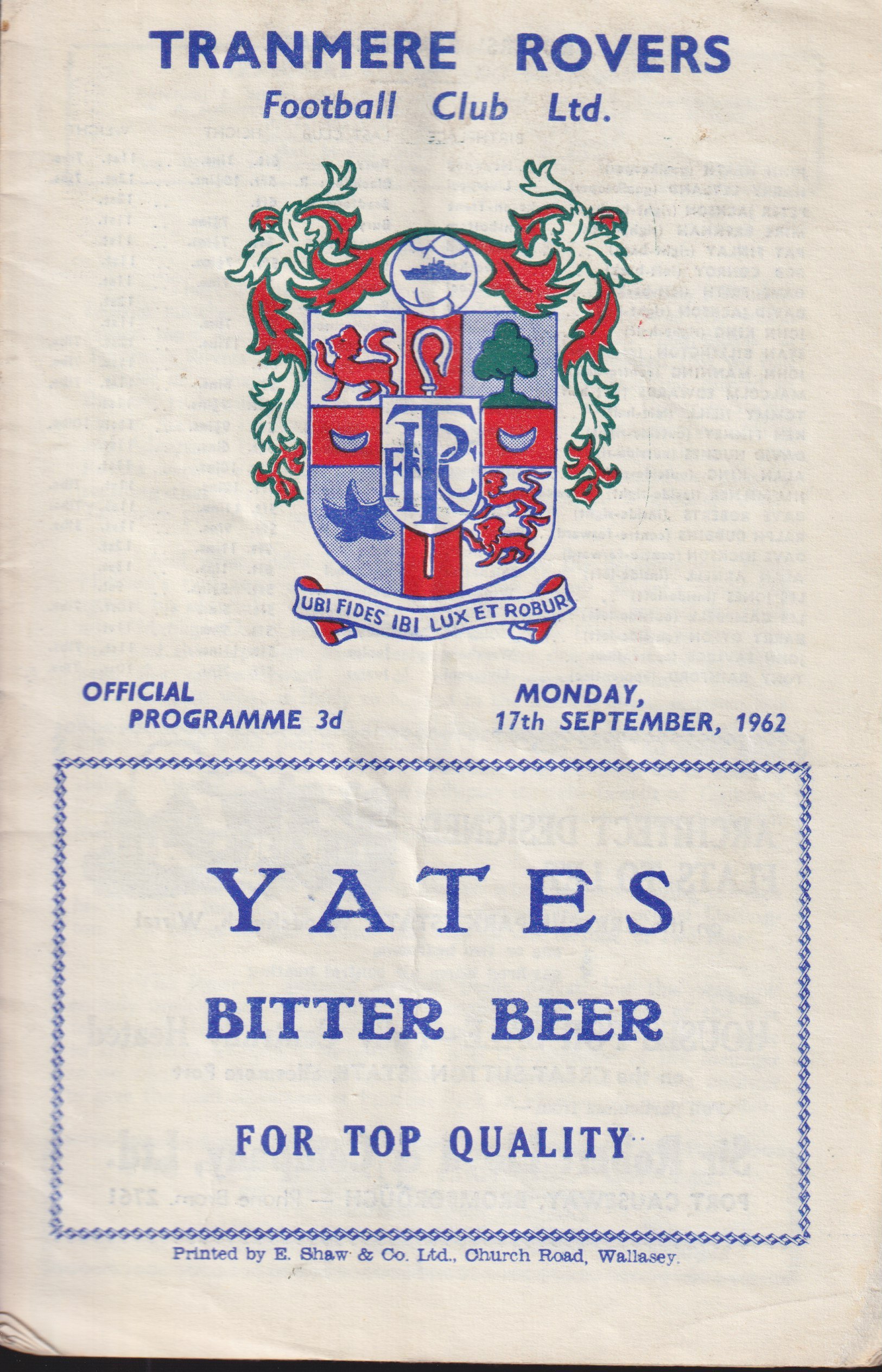 Tranmere Rovers v Torquay United programme